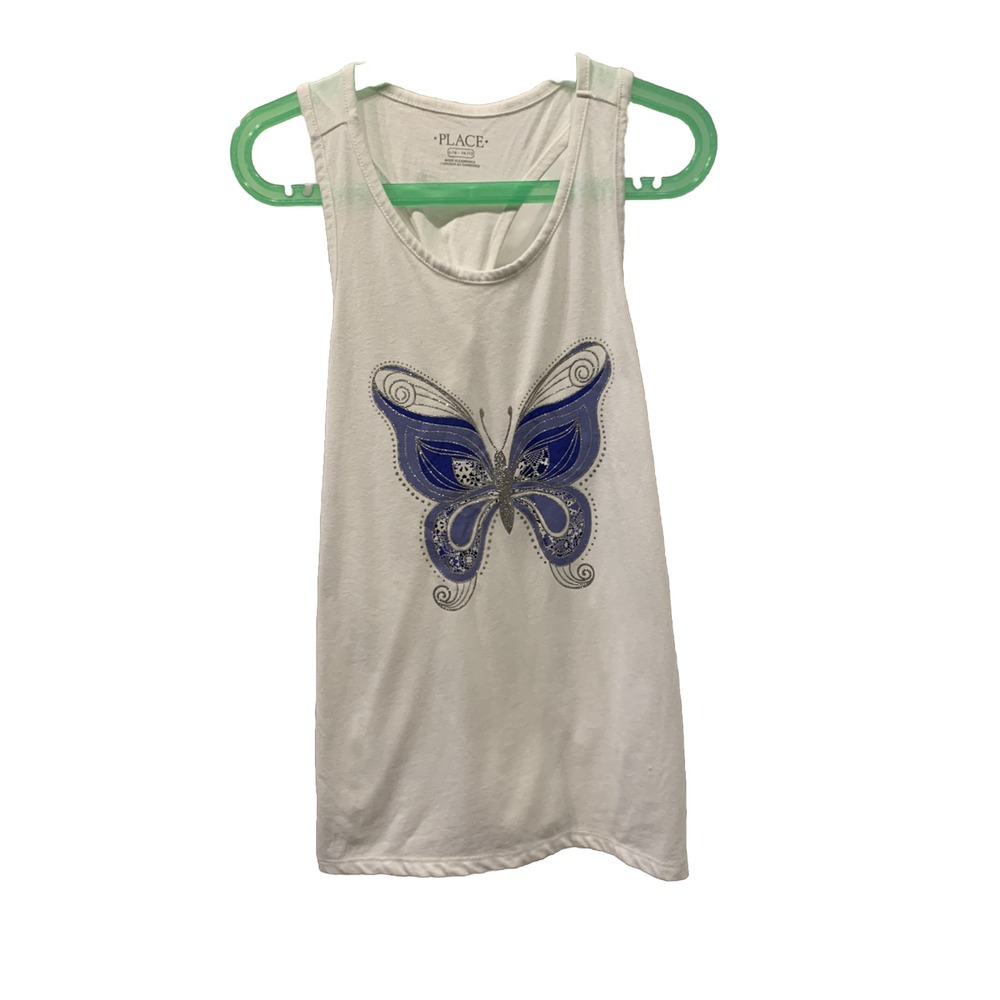 Girls Childrens Place Purple Butterfly Tank Top size Large (10/12)